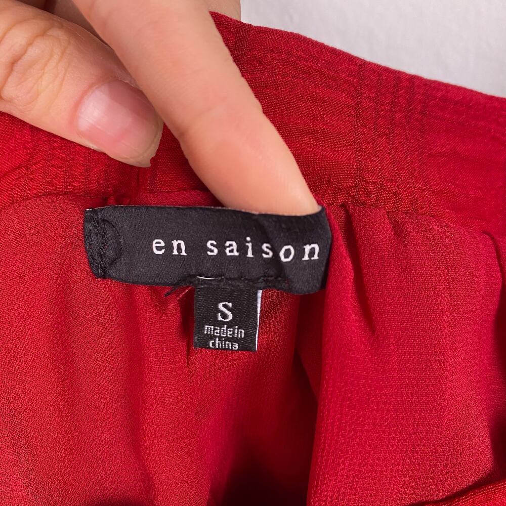 En Saison Red Ruffle Blouse - Picture 3 of 4